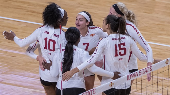 #20 Iowa St. Clinches a Share of Third Place in Big 12 with Sweep