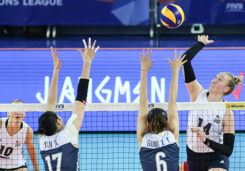 Bartsch-Hackley Helps USA Women to Sweep of China, 10th Straight Win