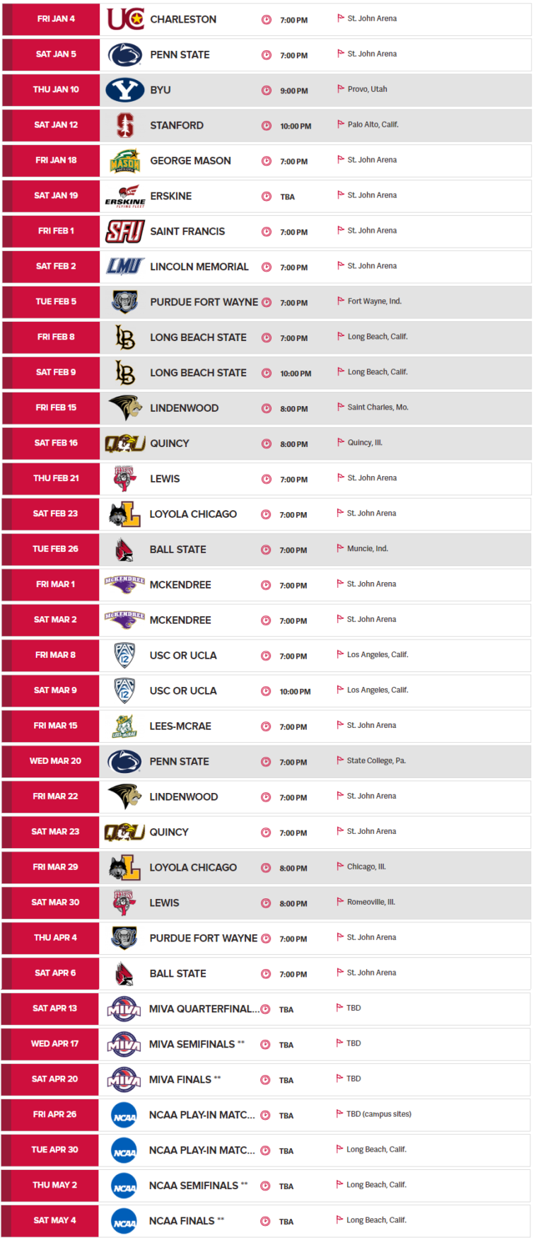 Ohio State Men's Volleyball Releases 2019 Schedule